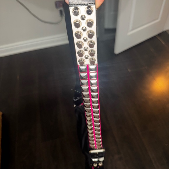 Prada Black/ Hot Pink Nylon Shoulder Bag with Studding - Picture 13 of 14